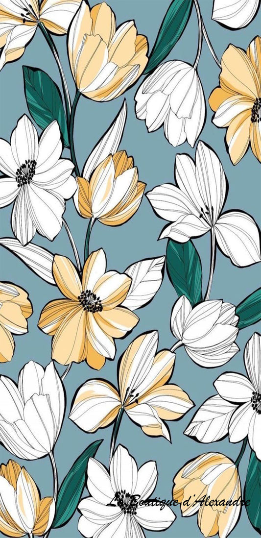 Fleur sur fond bleu/gris
